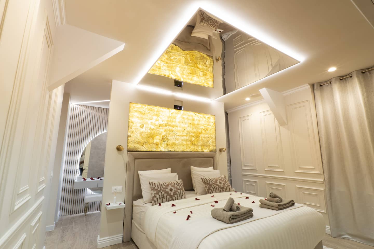 The view through from the bedroom to the jacuzzi area